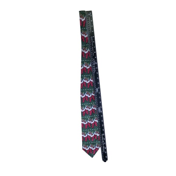 Keith Daniels Mens Green Polyester Christmas Tie Holiday Stocking Pattern - Picture 6 of 7